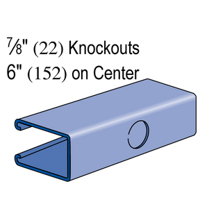 Unistrut P5500KO - 1-5/8" x 2 7/16", 12 Gauge Metal Framing Strut, Knock Outs