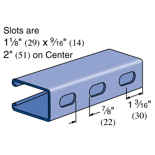 Unistrut P5500T - 1-5/8" x 2 7/16", 12 Gauge Metal Framing Strut, Slotted