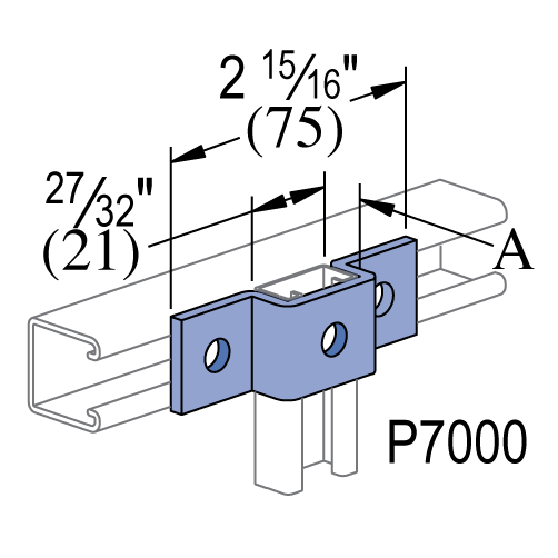 Unistrut P7047 - 3-Hole, "U" Shape Fitting (13/16" Series)
