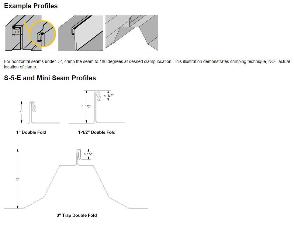 S-5! S-5-E Metal Roof Attachment Clamps for Double Folded Profiles