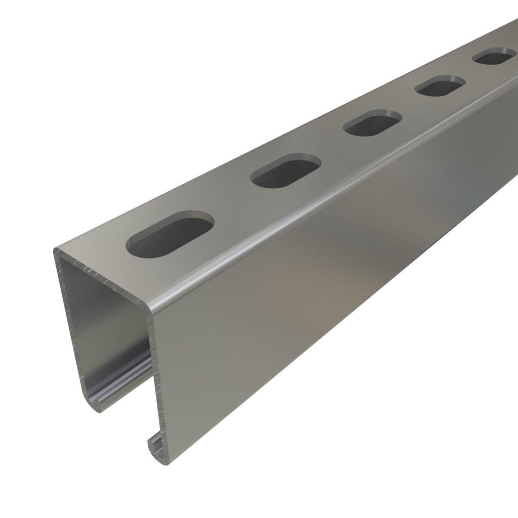 48" Aluminum Strut Channel - 1-5/8" X 13/16" Slotted, Plain Silver, Zoro Select FS-500SS