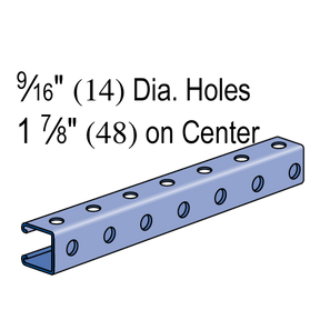 P1000H3 - 1-5/8" x 1-5/8", 12 Gauge; Round Holes on all three sides