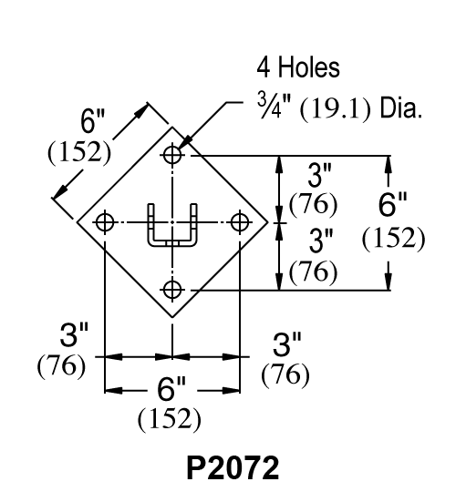 Unistrut P2072 & P2072 SQ - Post Base (1-5/8" Series)