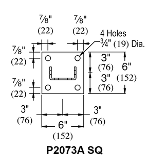 Unistrut P2073A & P2073A SQ - Post Base (1-5/8" Series)