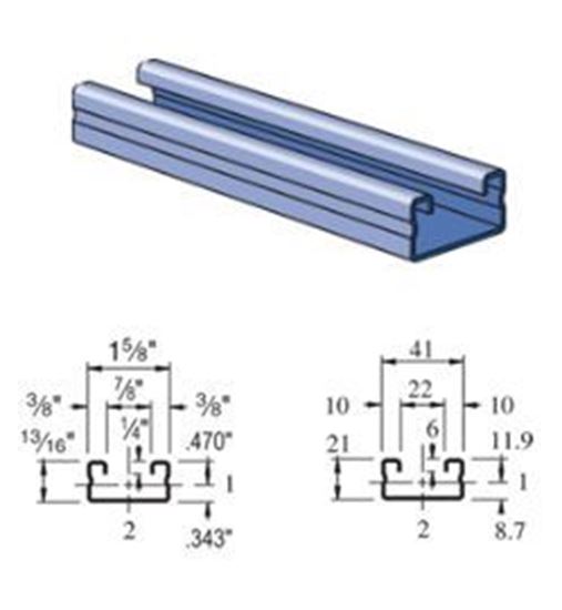 Unistrut P4000 - 1-5/8" x 13/16", 16 Gauge Metal Framing Strut, Solid